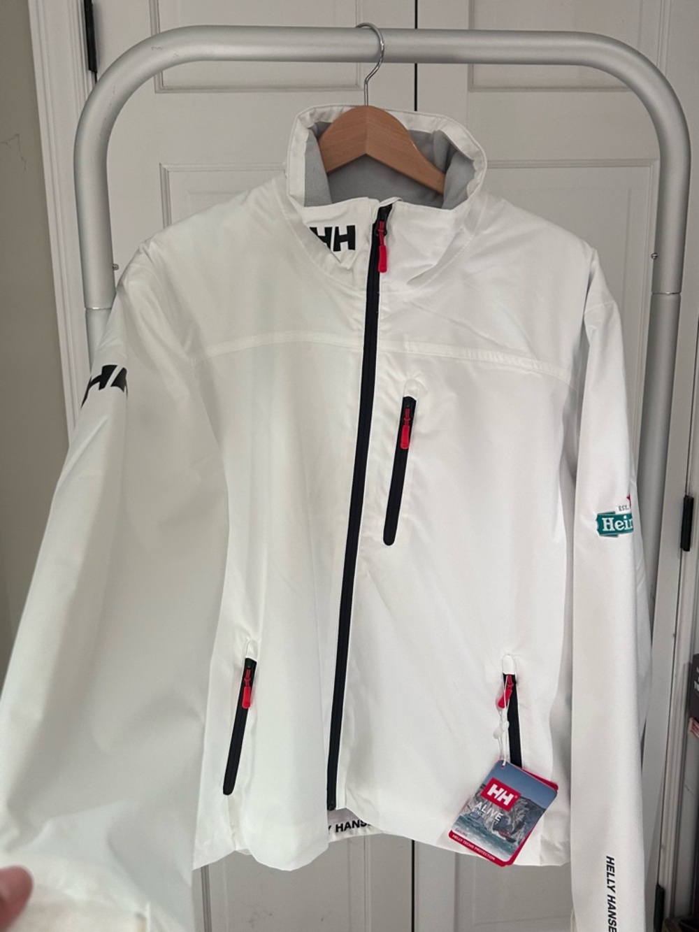 Heineken x Helly Hansen White Crew MidLayer Jacket with Black Trim Red Accents L